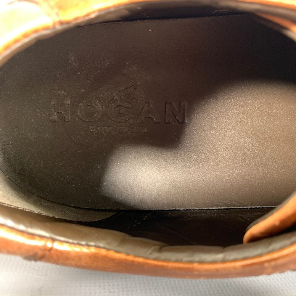 HOGAN Size 11 Brown Distressed Leather Soccer Sneakers - Picture 7 of 8